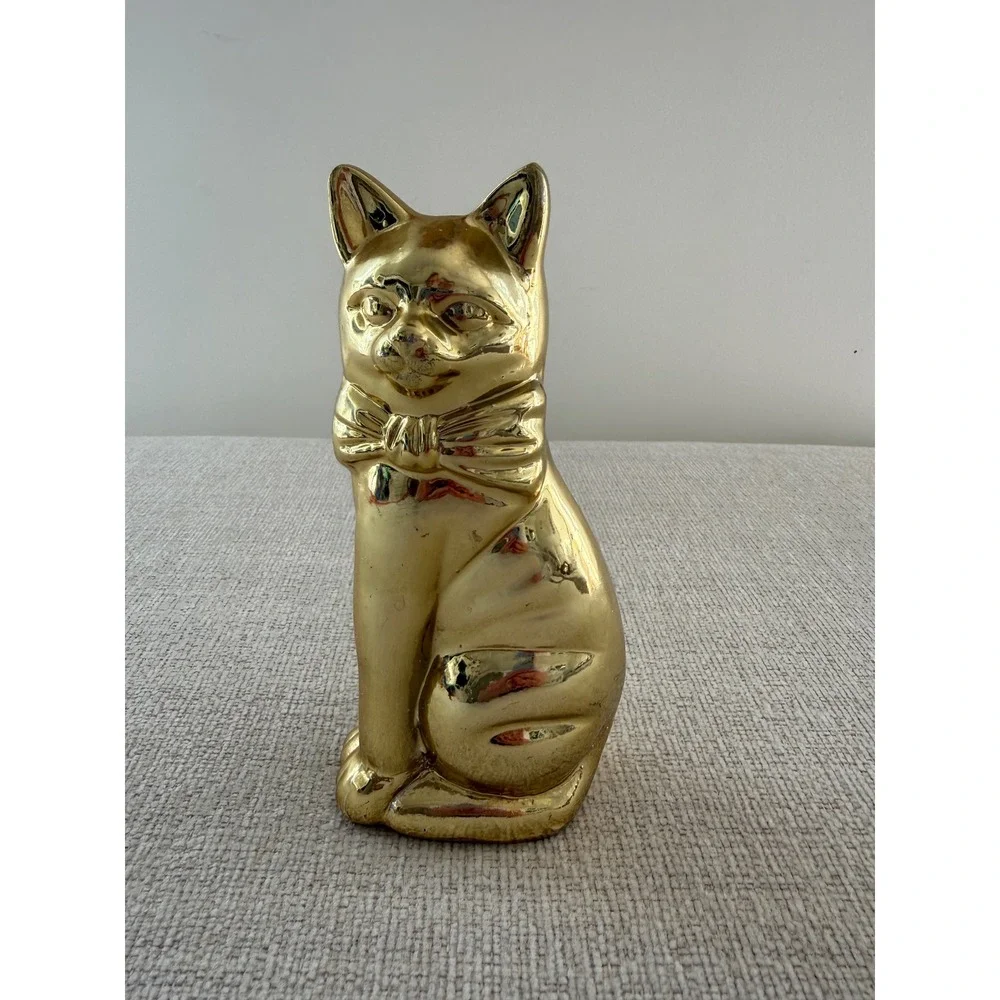Vintage Brass Cat Figurine 7.5